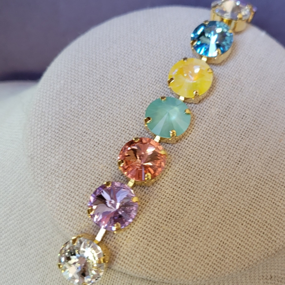 Austrian Crystal Tennis Bracelet in Gold - Picture 4 of 4